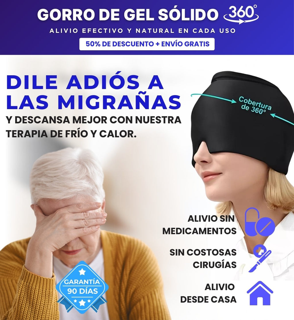 GORRO DE GEL SÓLIDO PARA ALIVIAR LA MIGRAÑA