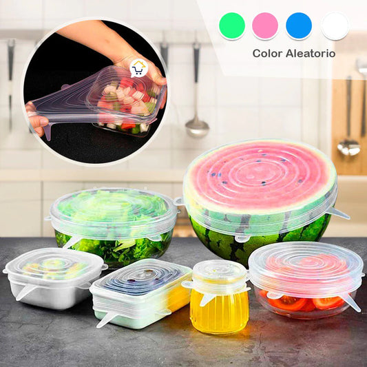 SET DE TAPAS DE SILICONA x6- TU COMIDA SIEMPRE FRESCA
